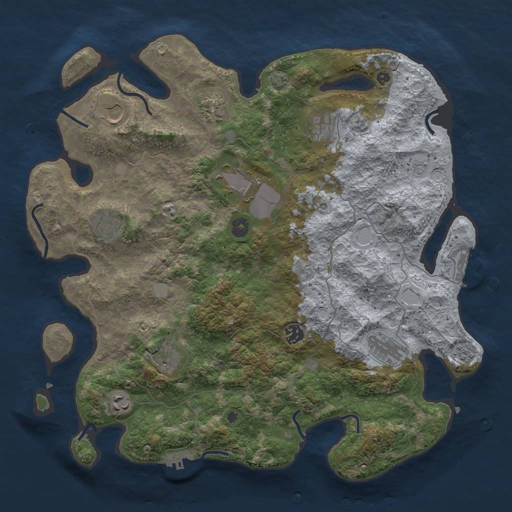 Rust Map: Procedural Map, Size: 4000, Seed: 345124, 18 Monuments
