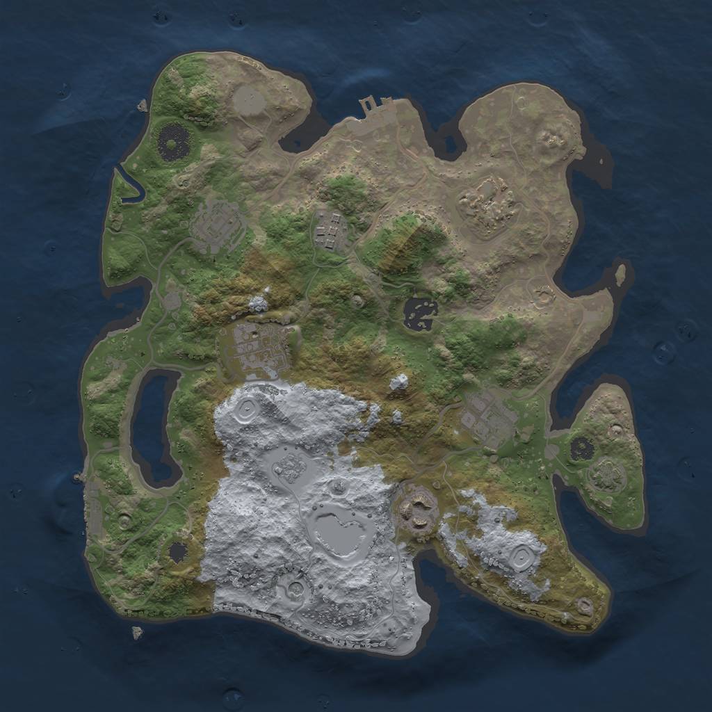 Rust Map: Procedural Map, Size: 3000, Seed: 30499, 15 Monuments