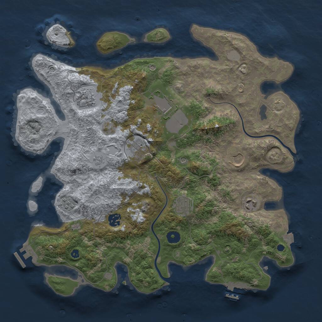 Rust Map: Procedural Map, Size: 3700, Seed: 58458677, 14 Monuments