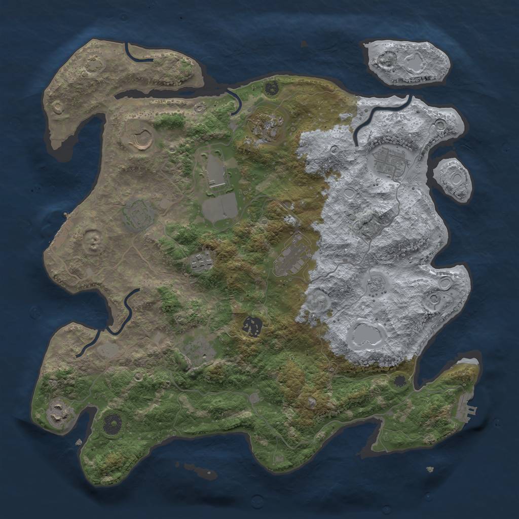 Rust Map: Procedural Map, Size: 3850, Seed: 92029079, 18 Monuments