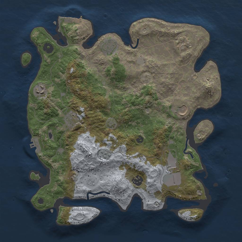 Rust Map: Procedural Map, Size: 3500, Seed: 21123869, 16 Monuments