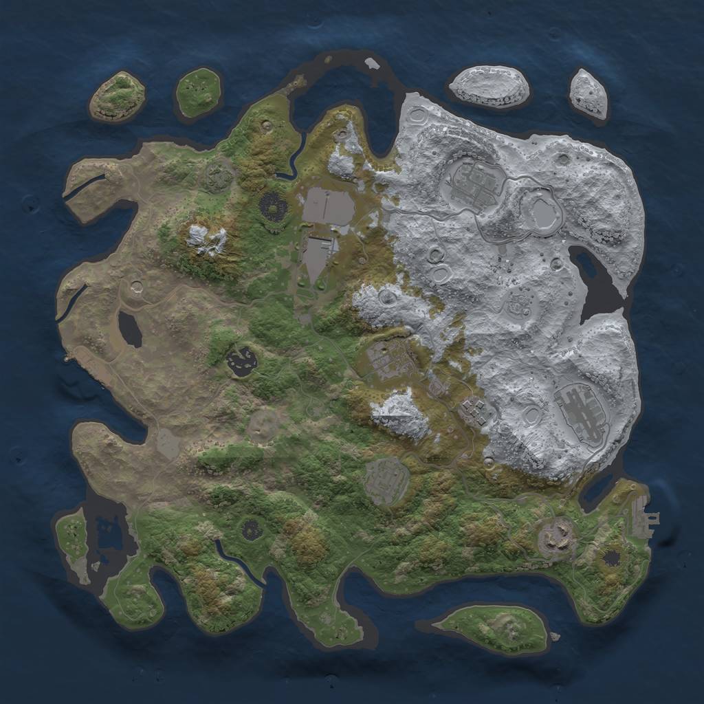 Rust Map: Procedural Map, Size: 3600, Seed: 88873286, 16 Monuments