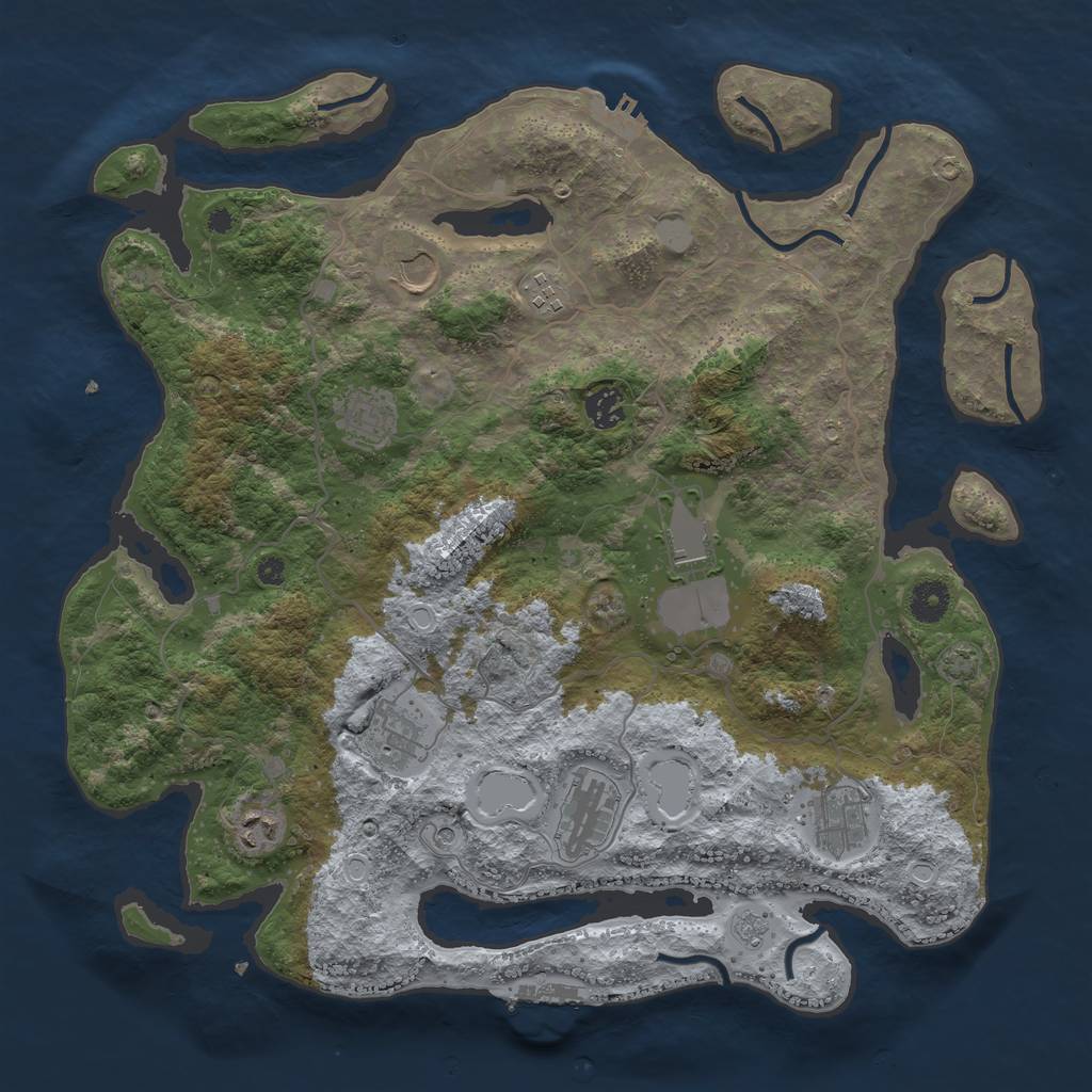 Rust Map: Procedural Map, Size: 4000, Seed: 17009834, 17 Monuments
