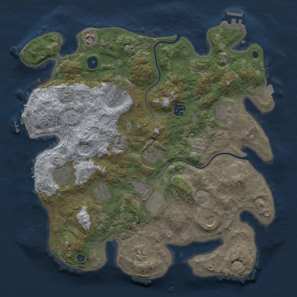 Rust Map: Procedural Map, Size: 3800, Seed: 1239092, 17 Monuments