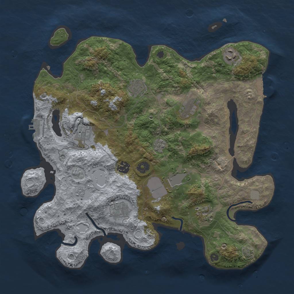 Rust Map: Procedural Map, Size: 3600, Seed: 59016149, 17 Monuments