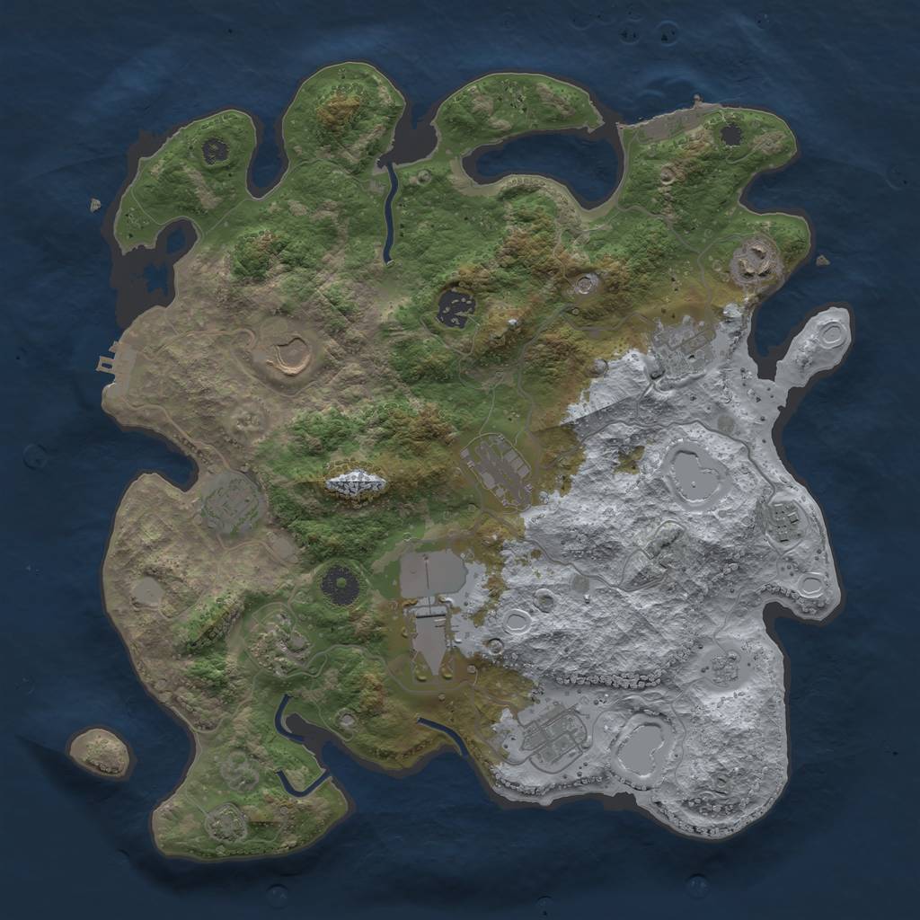 Rust Map: Procedural Map, Size: 3650, Seed: 59479932, 18 Monuments