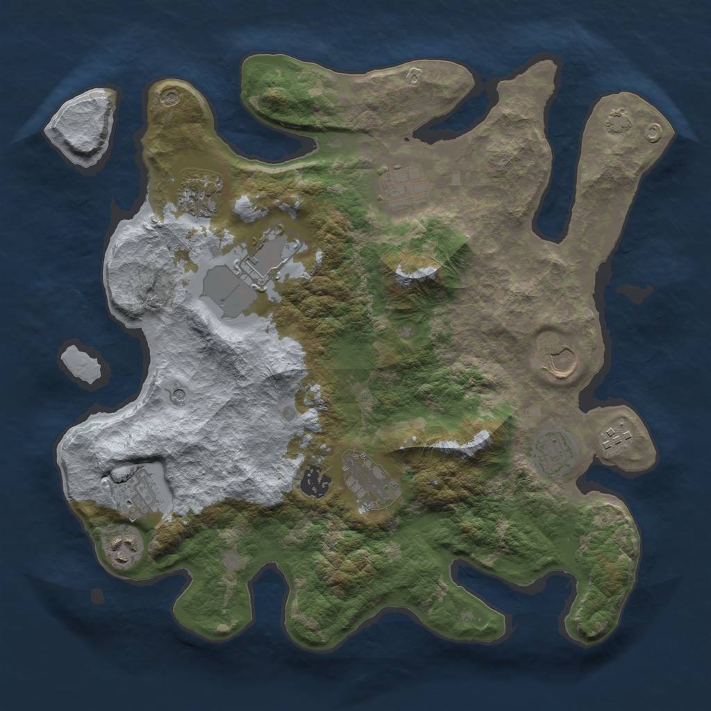 Rust Map: Barren, Size: 3550, Seed: 38439960, 14 Monuments