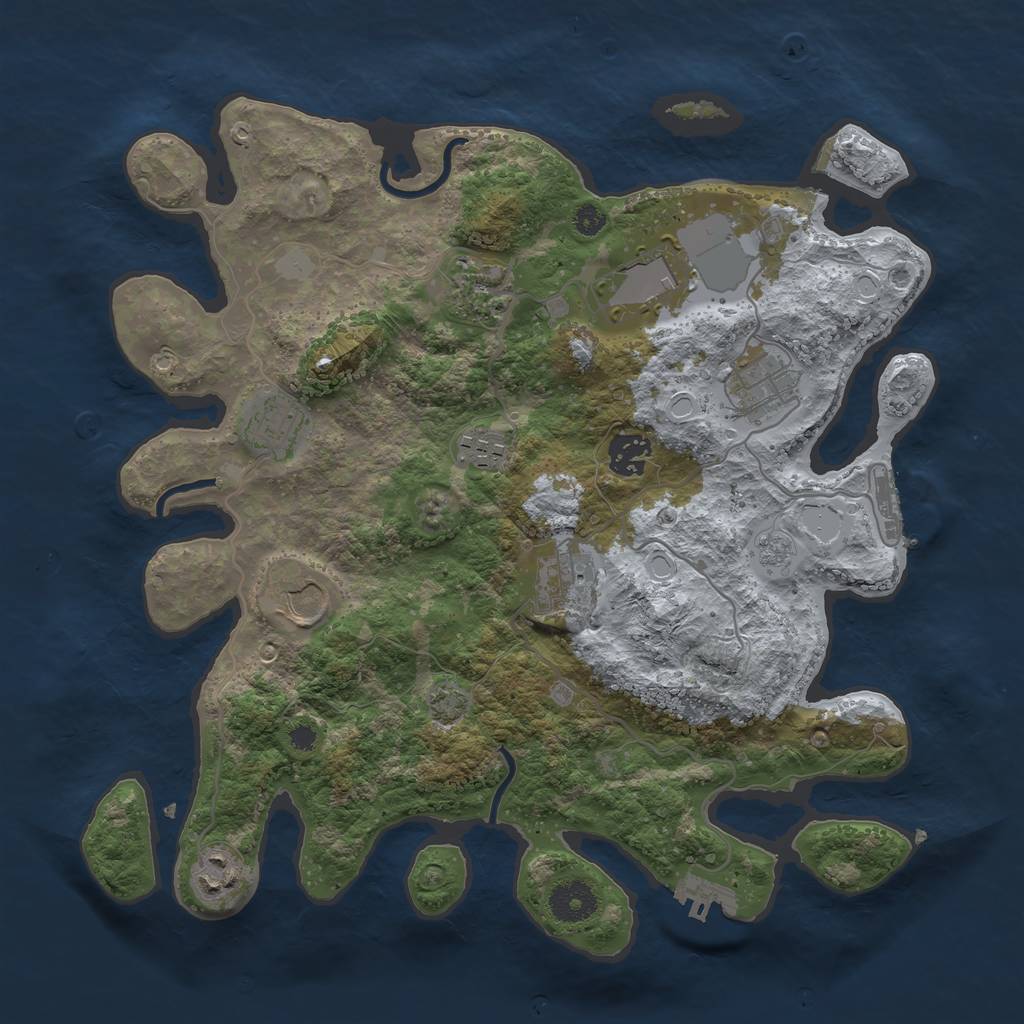 Rust Map: Procedural Map, Size: 3500, Seed: 1492400992, 16 Monuments