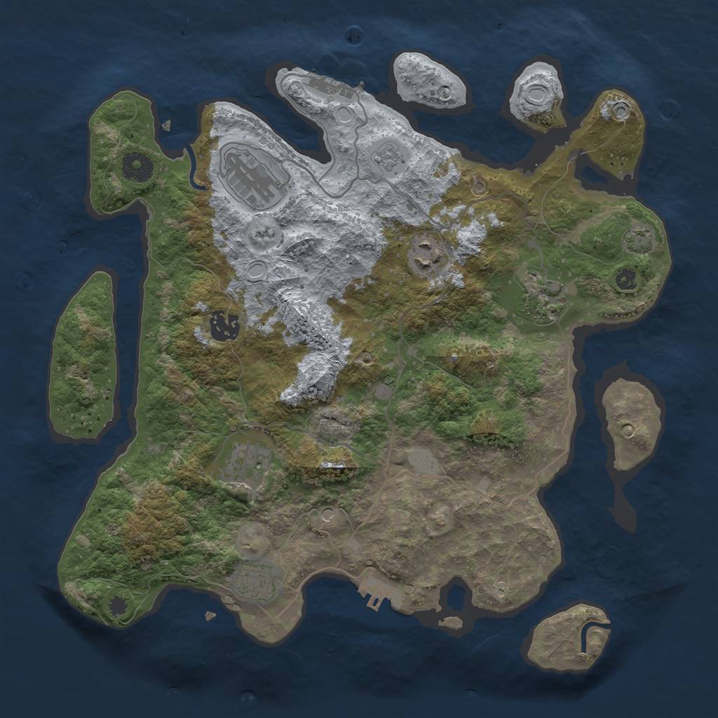 Rust Map: Procedural Map, Size: 3450, Seed: 50361552, 14 Monuments