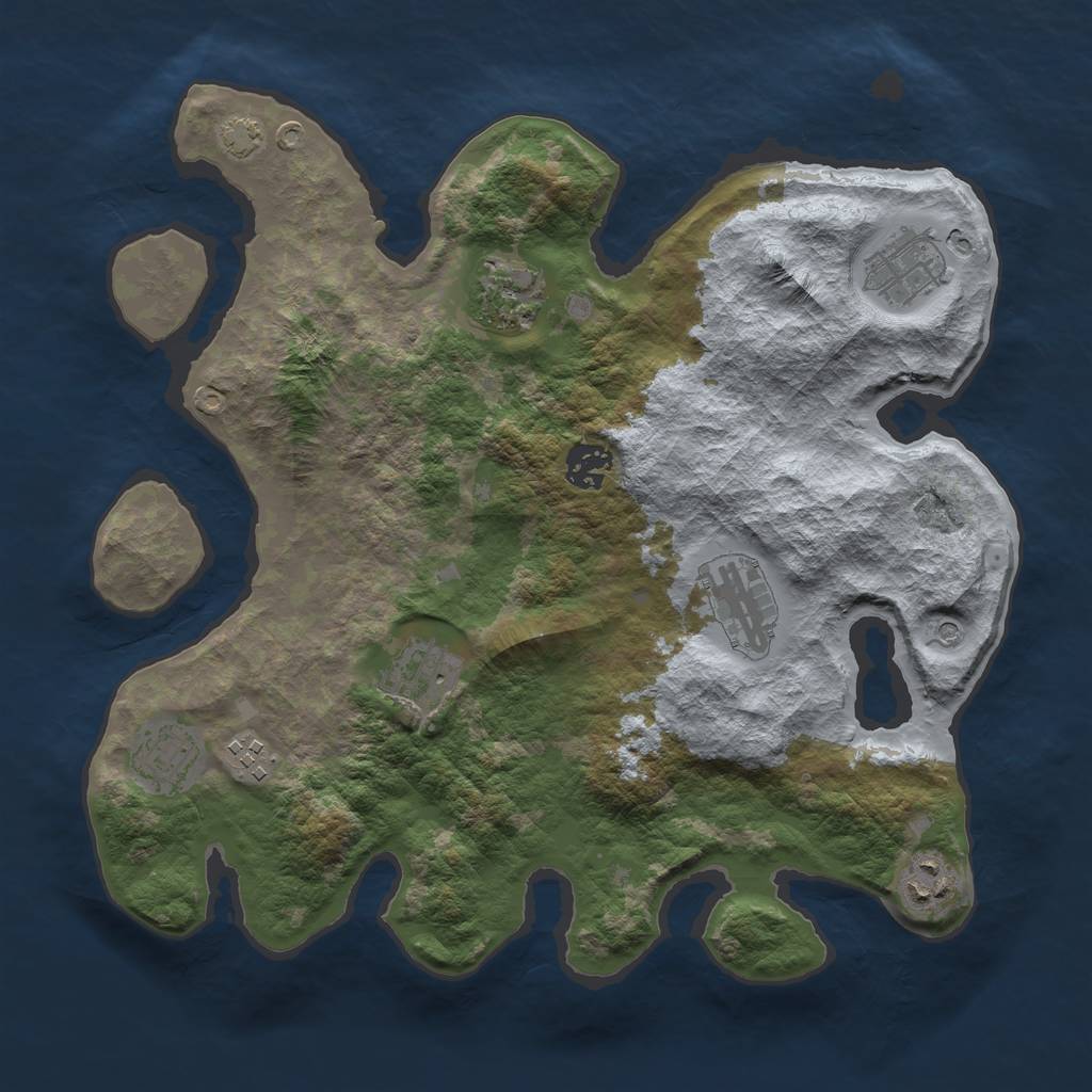 Rust Map: Barren, Size: 3450, Seed: 32115676, 12 Monuments