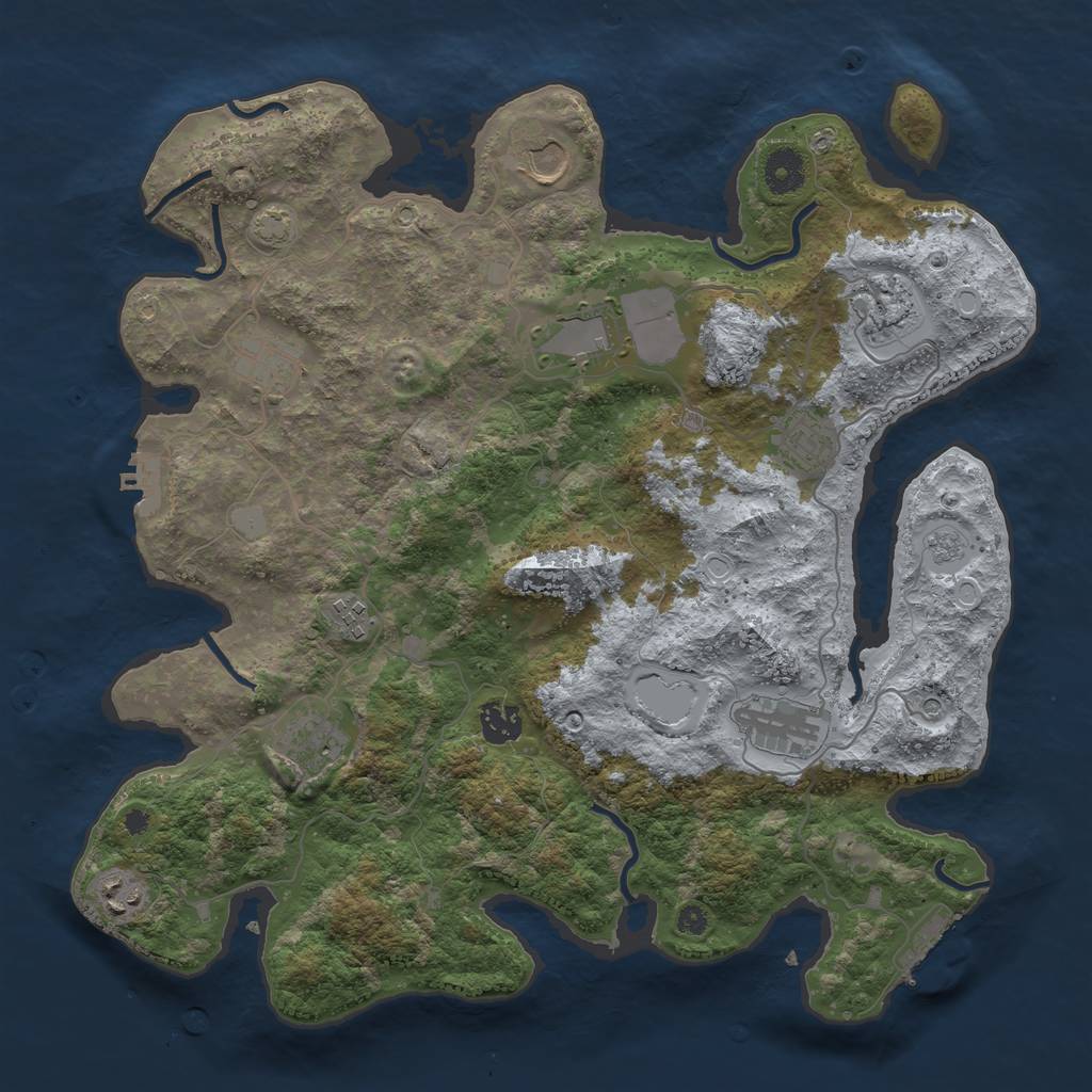 Rust Map: Procedural Map, Size: 3800, Seed: 79109071, 18 Monuments