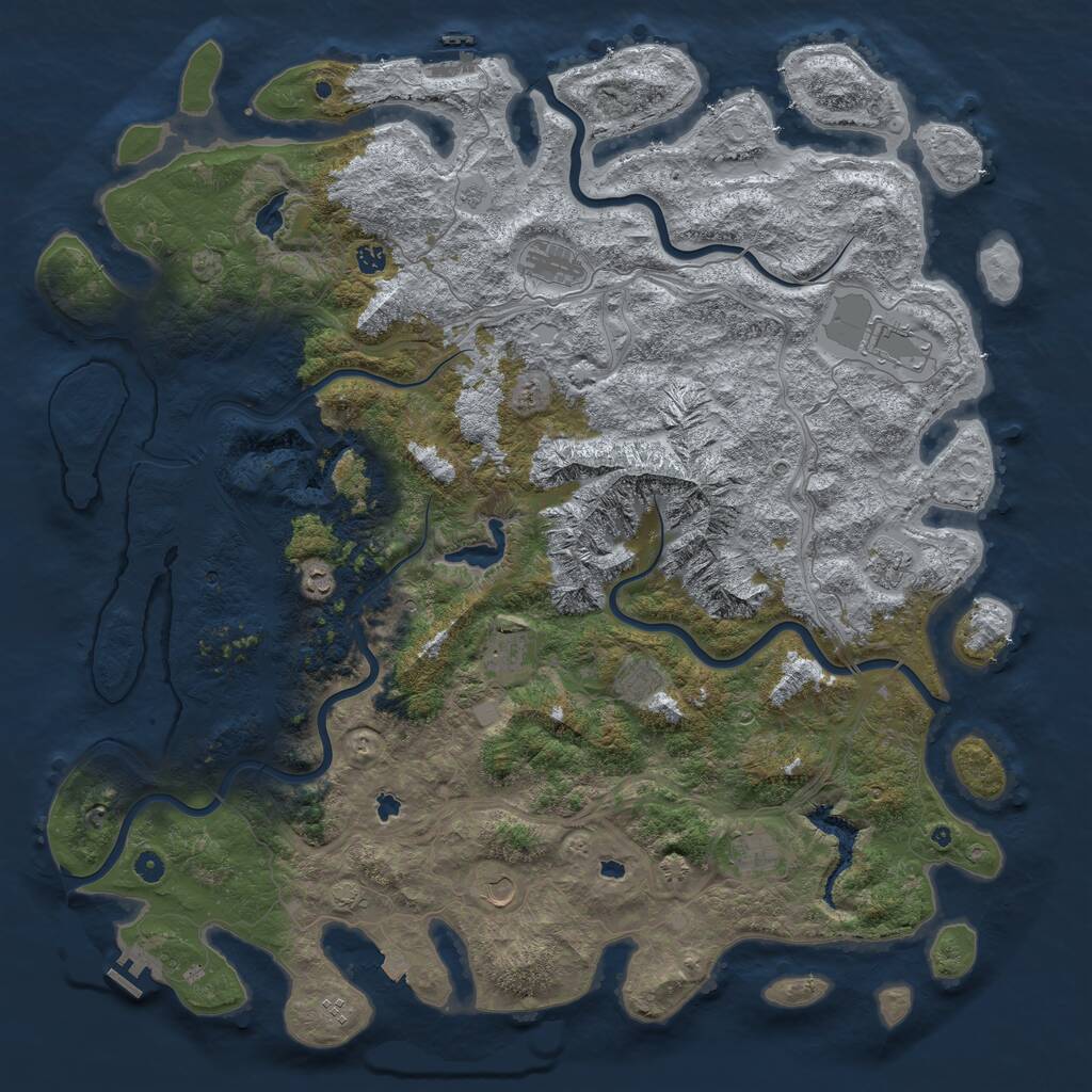 Rust Map: Procedural Map, Size: 5500, Seed: 1190280, 16 Monuments