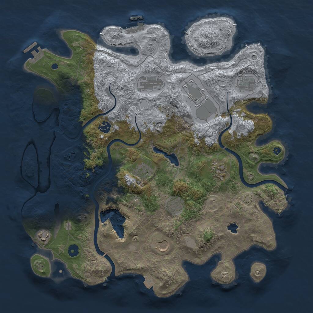 Rust Map: Procedural Map, Size: 4000, Seed: 4136569, 16 Monuments