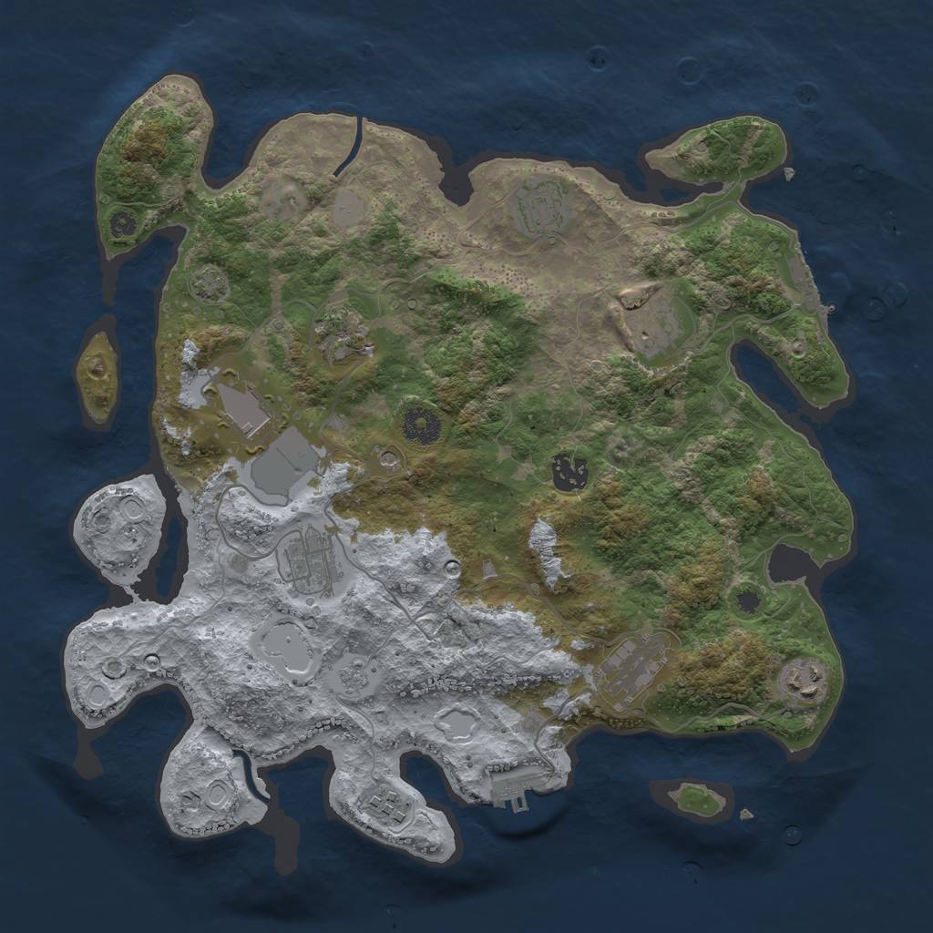 Rust Map: Procedural Map, Size: 3650, Seed: 88744241, 17 Monuments