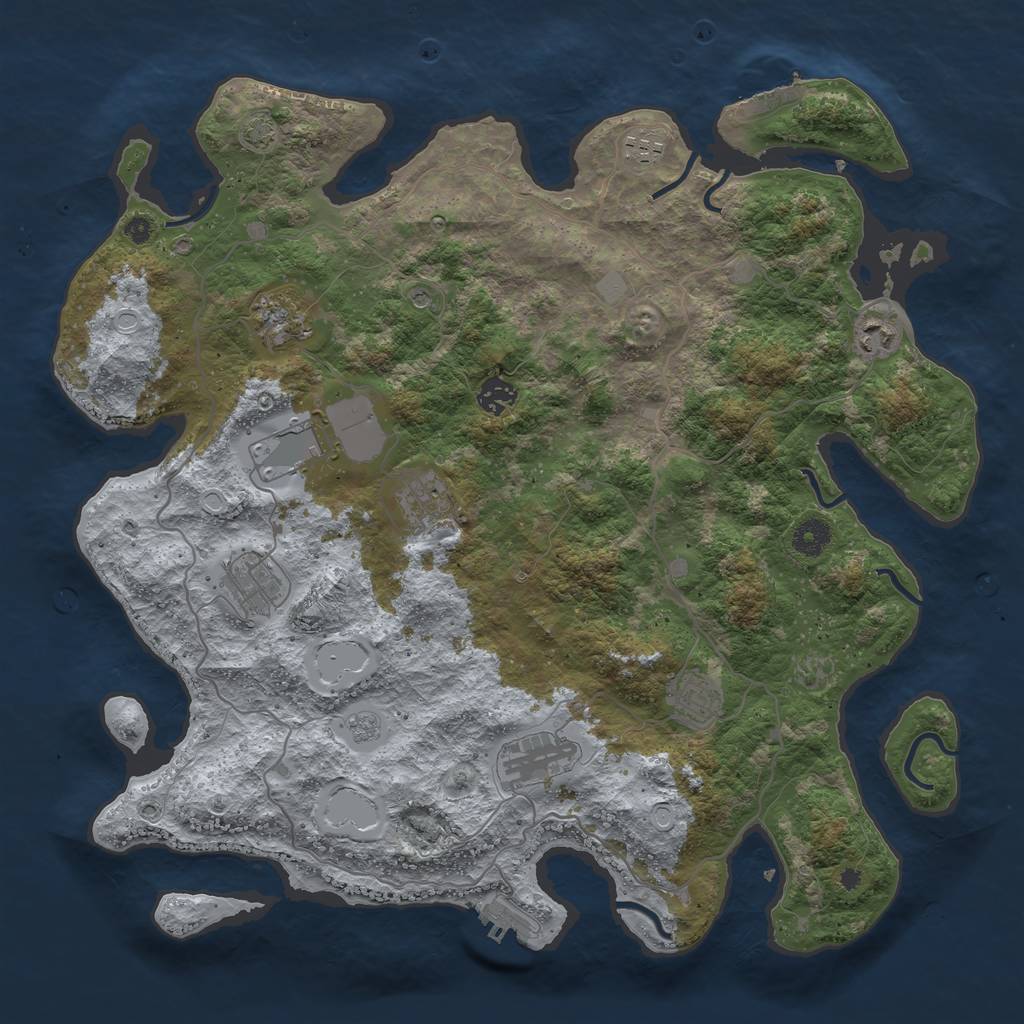 Rust Map: Procedural Map, Size: 4100, Seed: 80258676, 17 Monuments