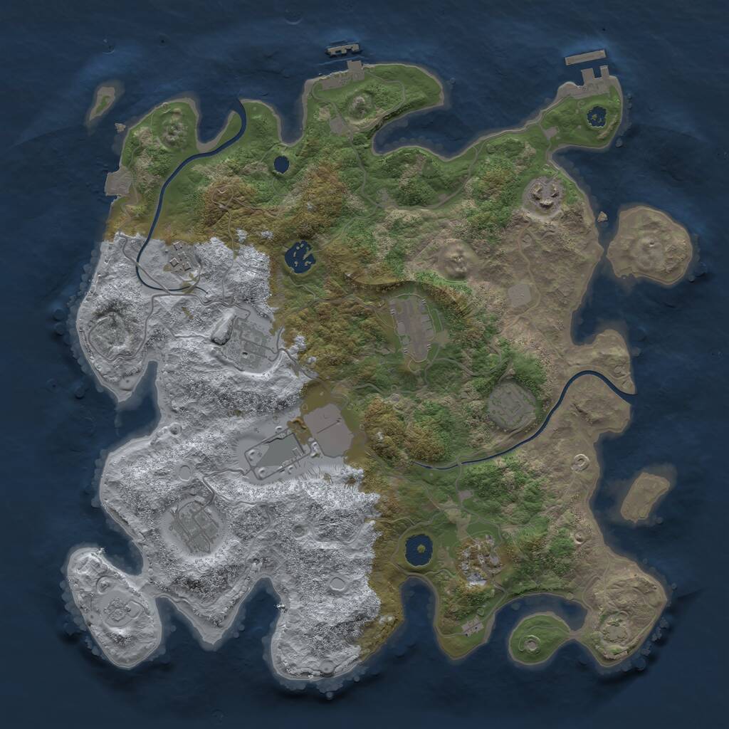 Rust Map: Procedural Map, Size: 3650, Seed: 43290760, 14 Monuments