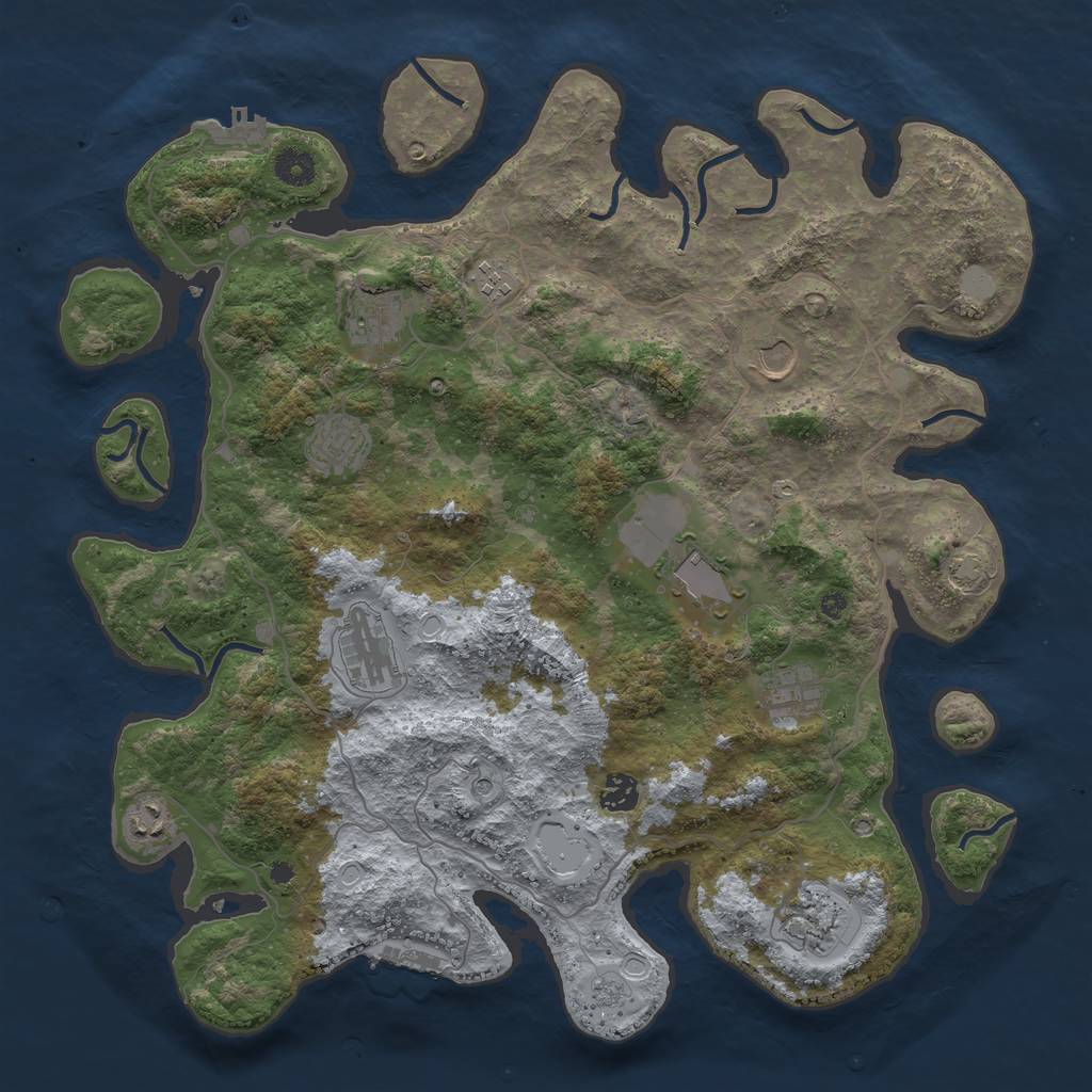 Rust Map: Procedural Map, Size: 4100, Seed: 55908009, 18 Monuments