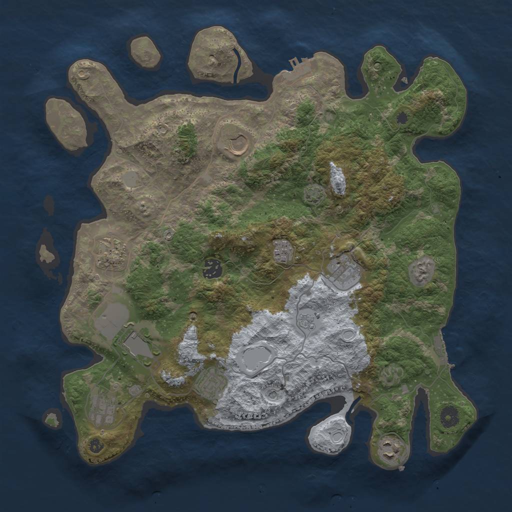 Rust Map: Procedural Map, Size: 3750, Seed: 30020554, 17 Monuments