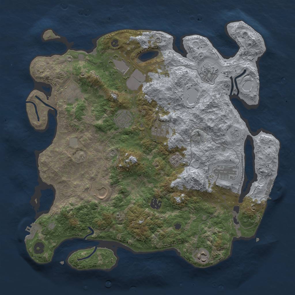 Rust Map: Procedural Map, Size: 3850, Seed: 16835396, 18 Monuments