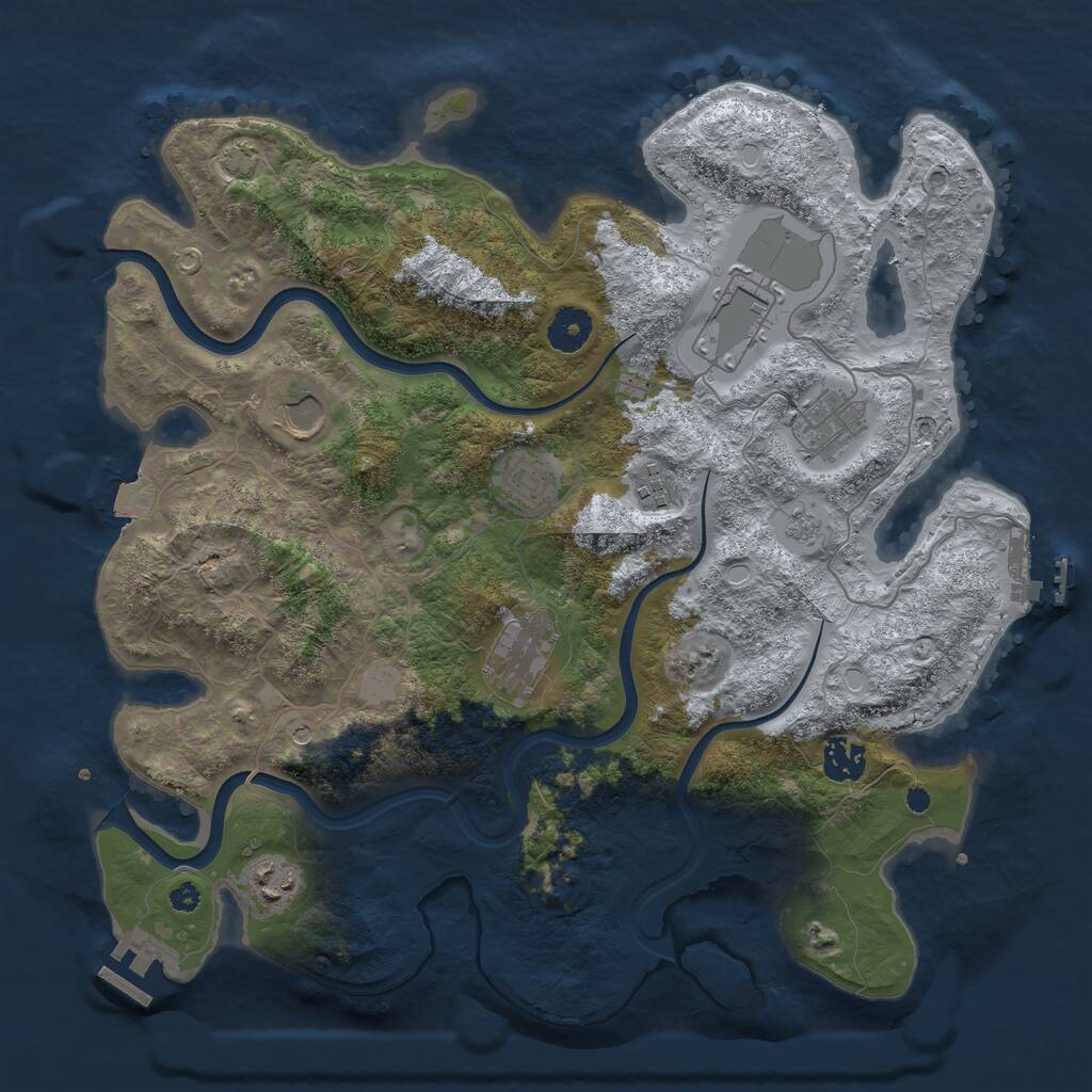 Rust Map: Procedural Map, Size: 3700, Seed: 96979343, 14 Monuments
