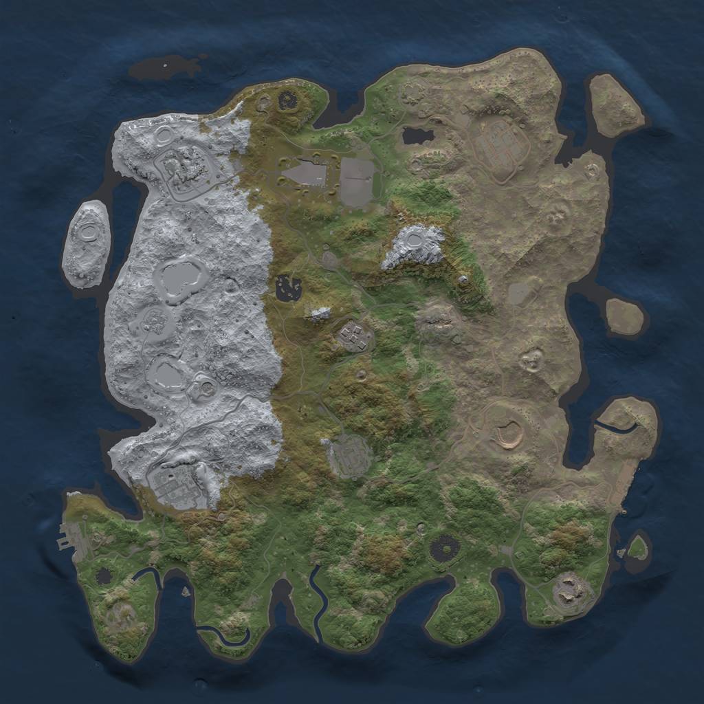 Rust Map: Procedural Map, Size: 3750, Seed: 64337806, 17 Monuments