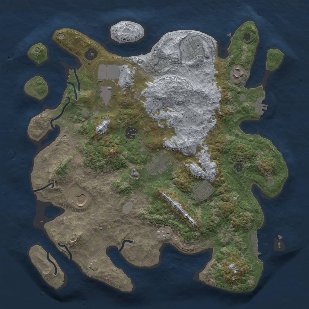 Rust Map: Procedural Map, Size: 3700, Seed: 68955661, 16 Monuments