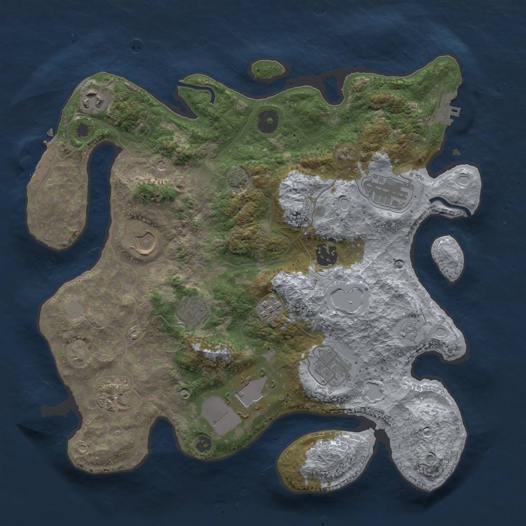 Rust Map: Procedural Map, Size: 3500, Seed: 82830341, 17 Monuments