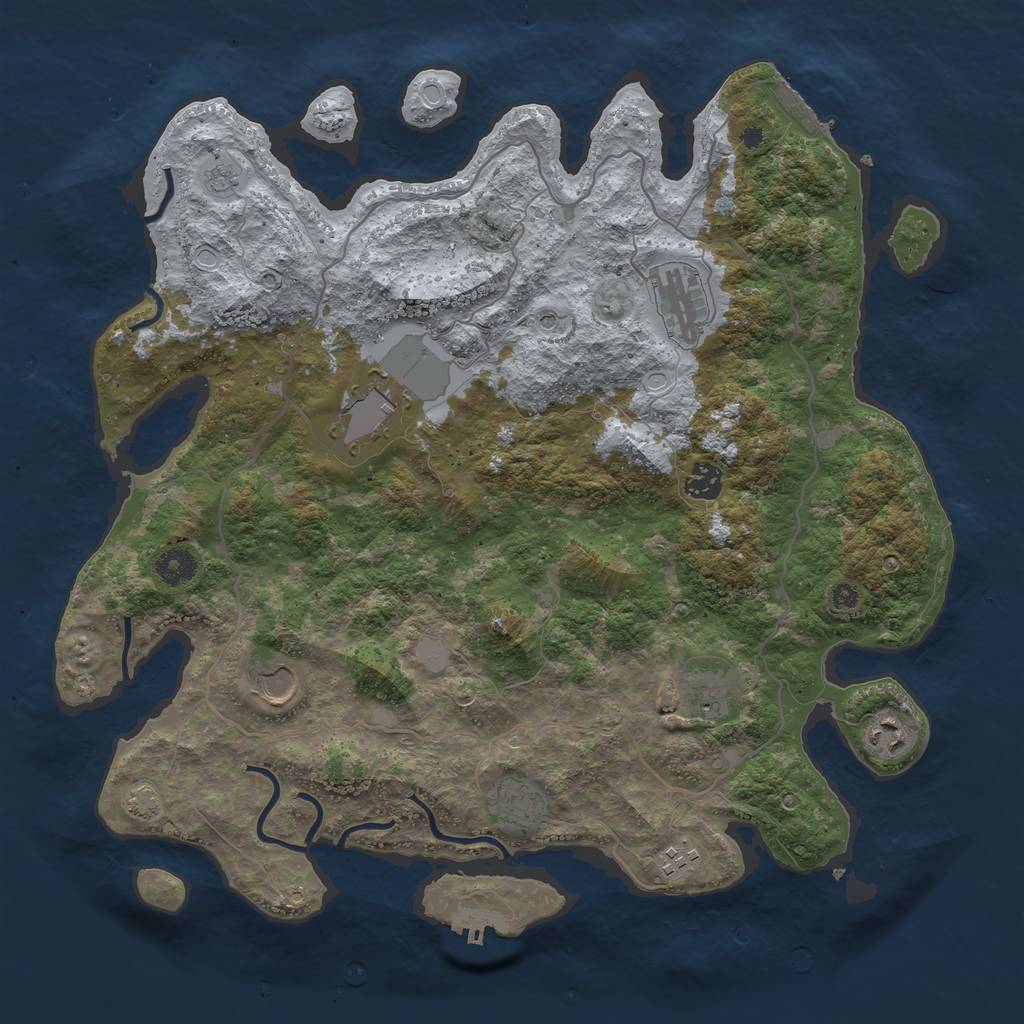 Rust Map: Procedural Map, Size: 4000, Seed: 35467, 16 Monuments