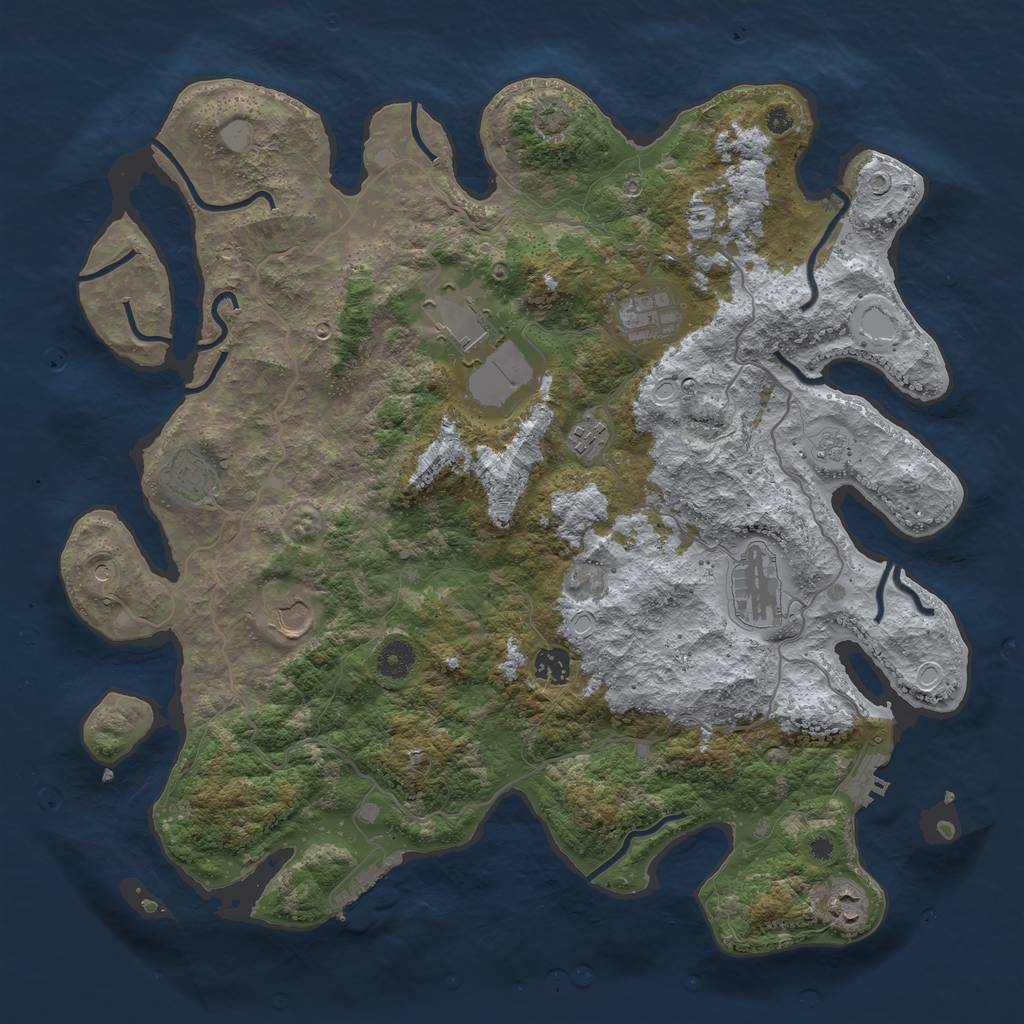 Rust Map: Procedural Map, Size: 4100, Seed: 37613651, 16 Monuments