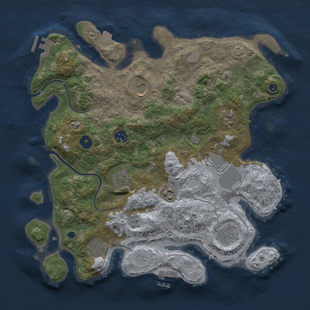 Rust Map: Procedural Map, Size: 3700, Seed: 7308179, 15 Monuments