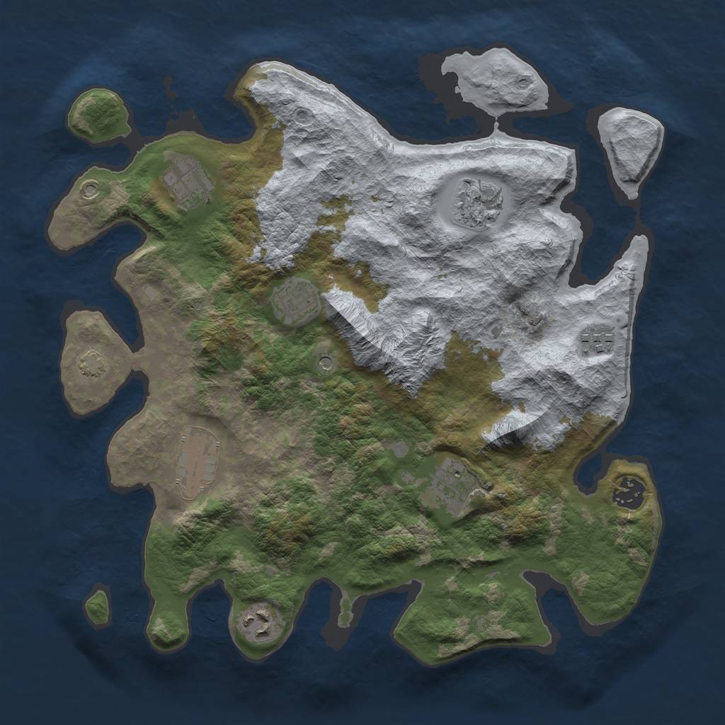 Rust Map: Barren, Size: 3450, Seed: 88644185, 12 Monuments