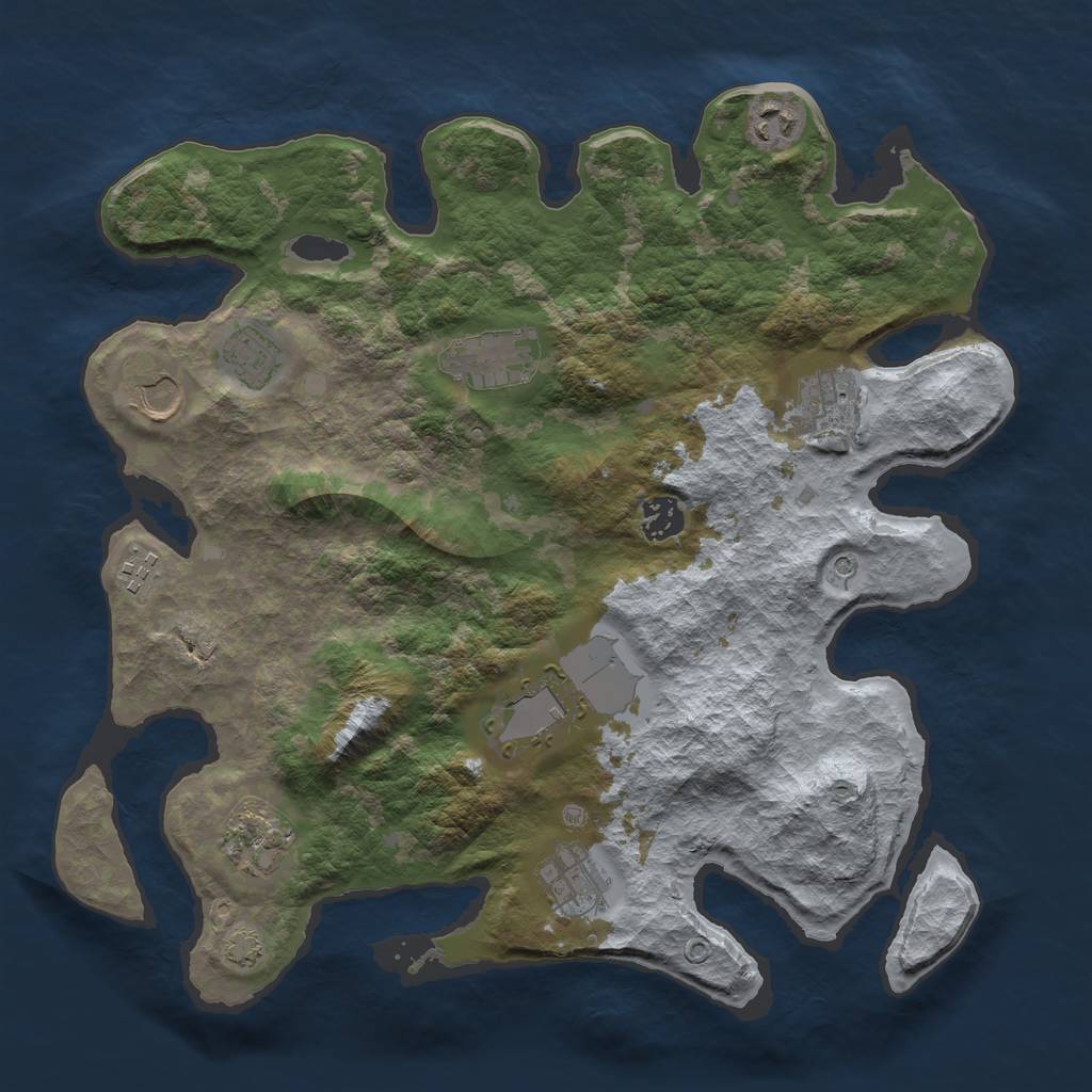 Rust Map: Barren, Size: 3700, Seed: 72783143, 14 Monuments