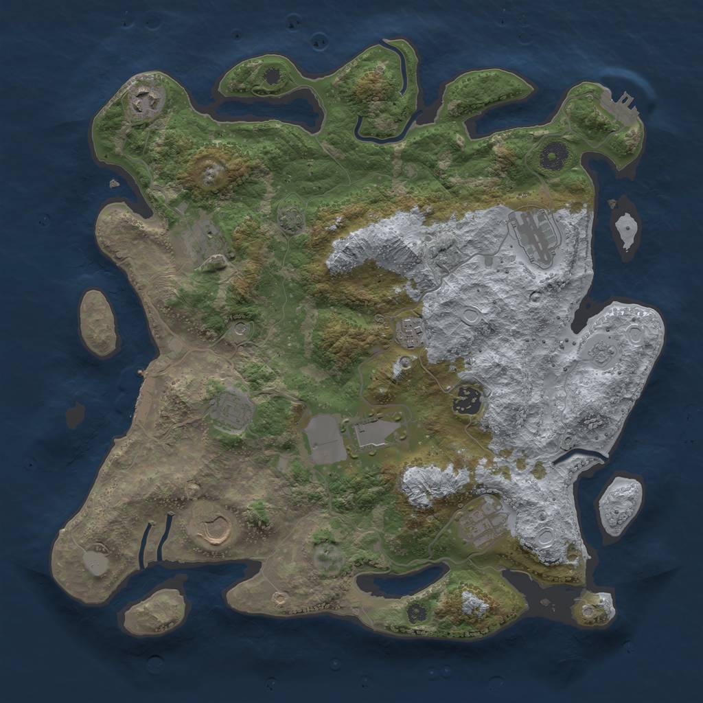 Rust Map: Procedural Map, Size: 3700, Seed: 47867749, 17 Monuments