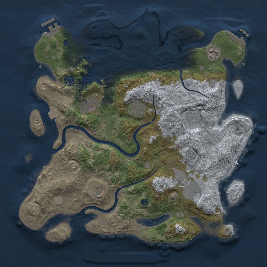 Rust Map: Procedural Map, Size: 3700, Seed: 47867749, 14 Monuments