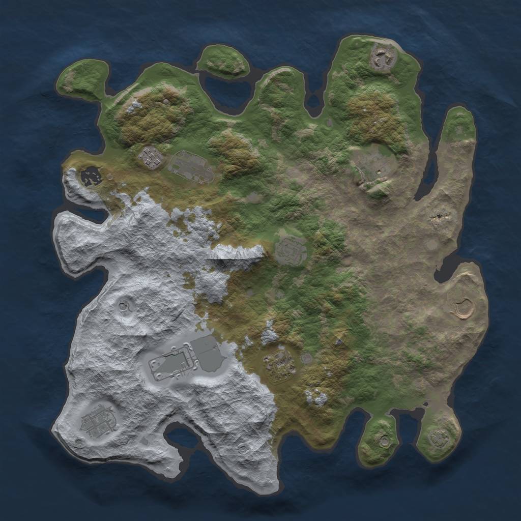 Rust Map: Barren, Size: 3850, Seed: 10737543, 14 Monuments