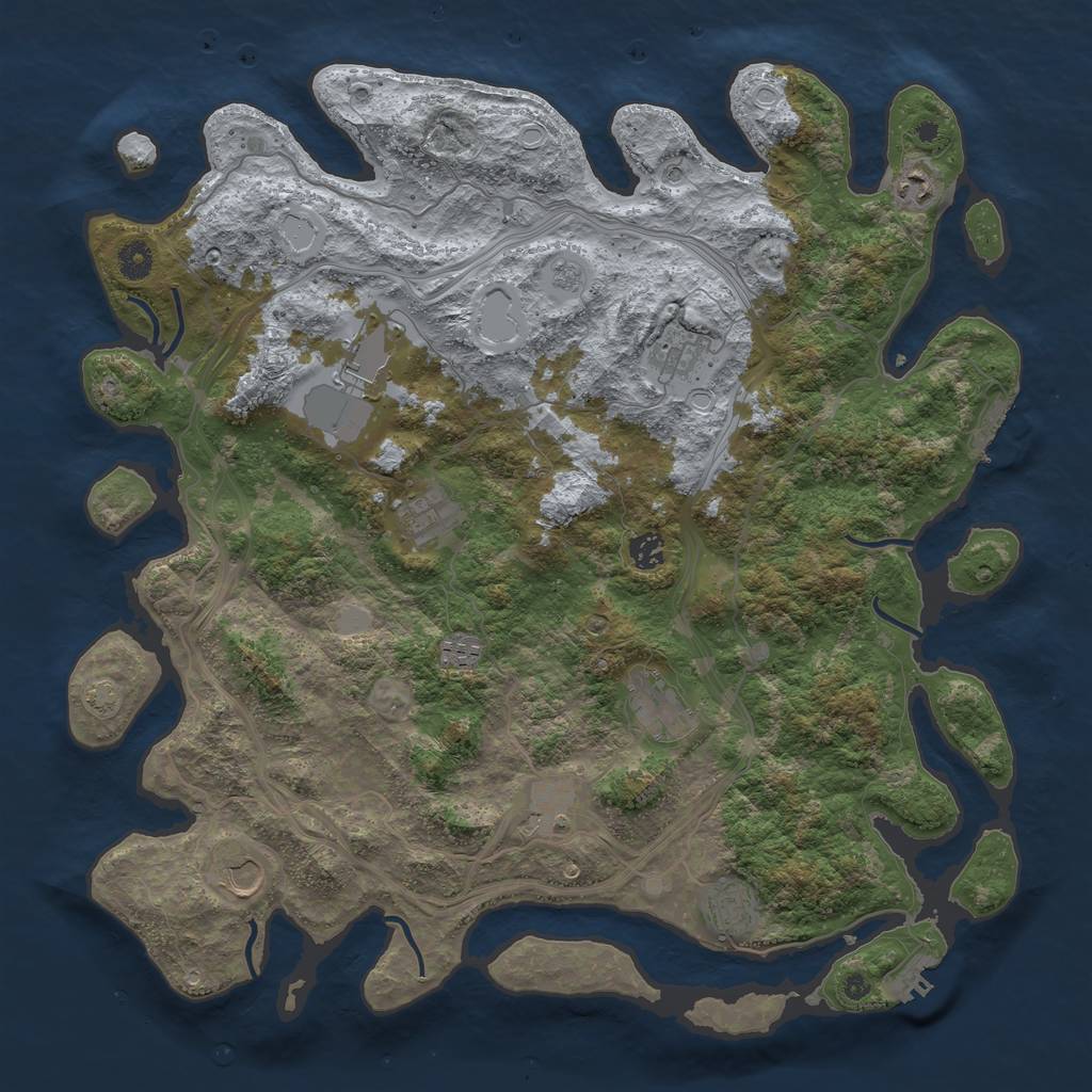 Rust Map: Procedural Map, Size: 4400, Seed: 69412584, 18 Monuments