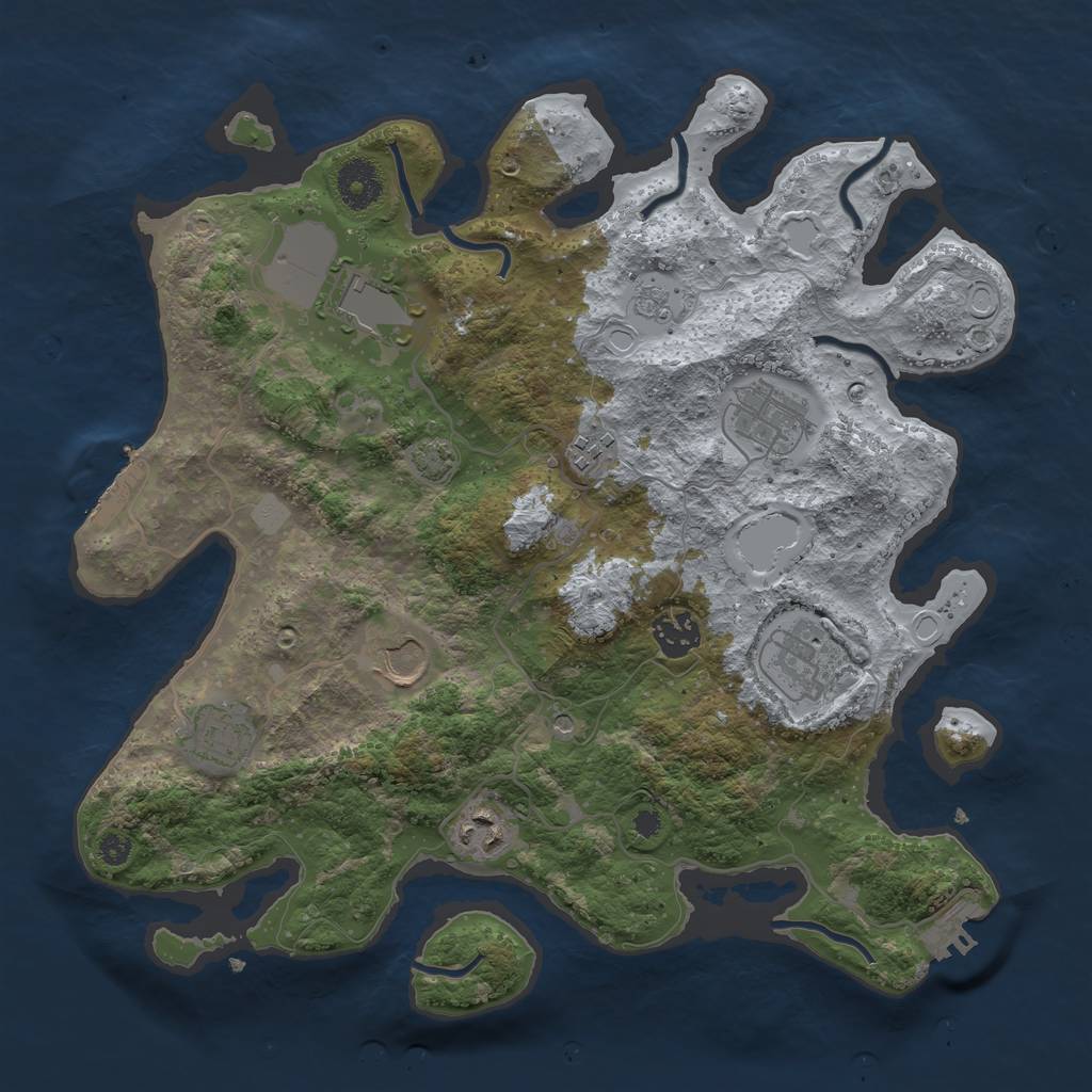 Rust Map: Procedural Map, Size: 3500, Seed: 325872241, 16 Monuments
