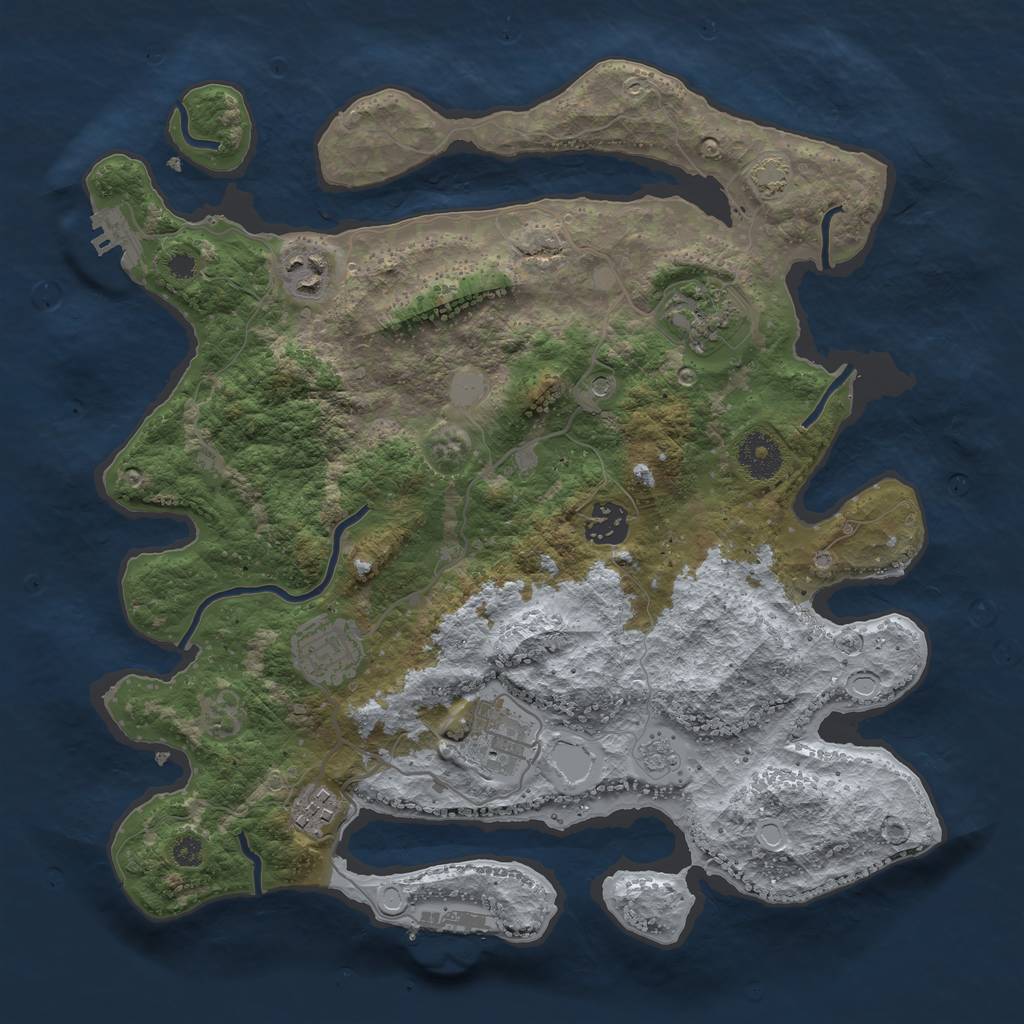 Rust Map: Procedural Map, Size: 3450, Seed: 36064270, 14 Monuments