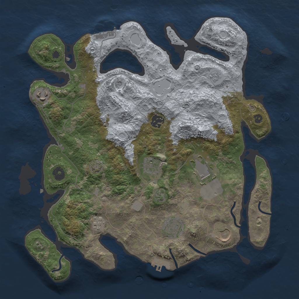 Rust Map: Procedural Map, Size: 3500, Seed: 33695411, 15 Monuments