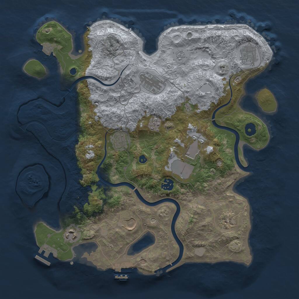 Rust Map: Procedural Map, Size: 3650, Seed: 77687621, 15 Monuments