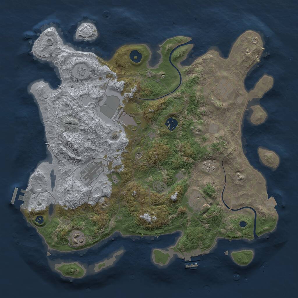 Rust Map: Procedural Map, Size: 3650, Seed: 87694104, 13 Monuments