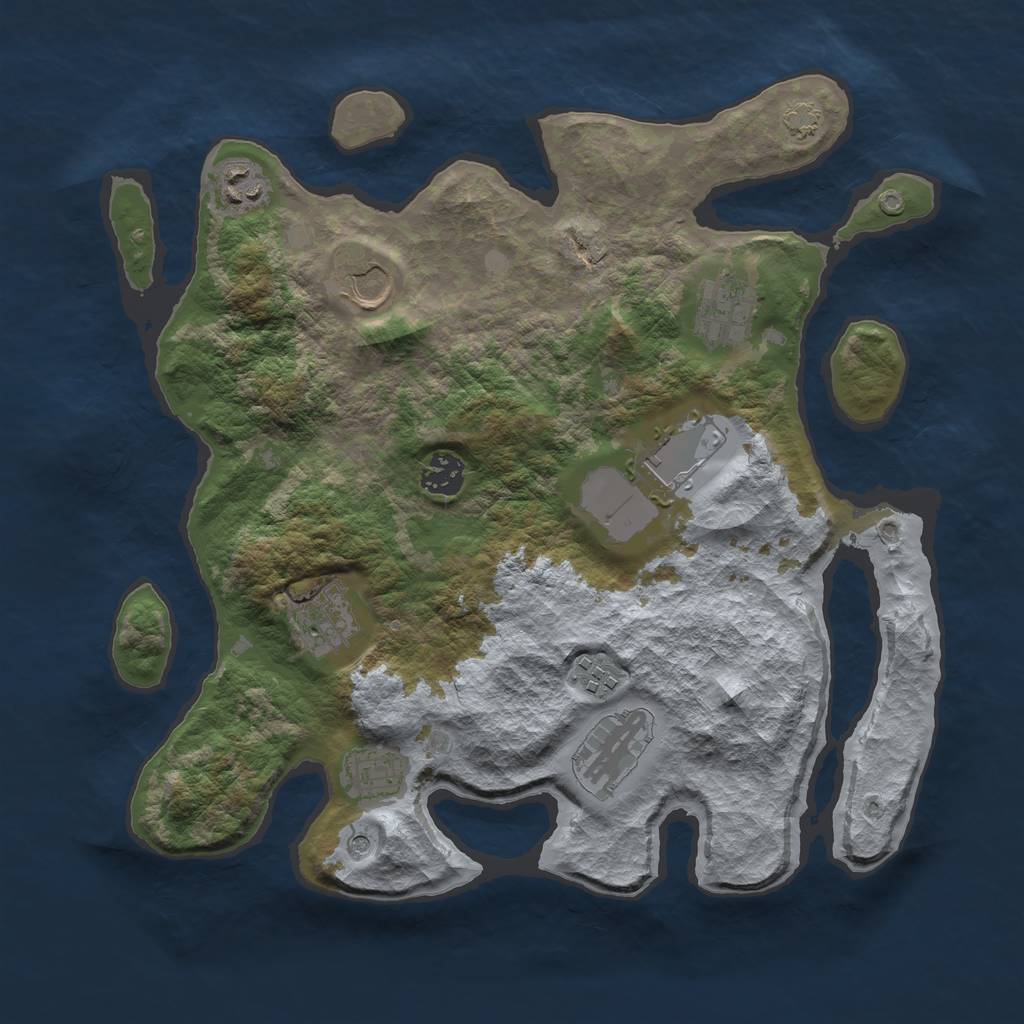 Rust Map: Barren, Size: 3550, Seed: 56626377, 13 Monuments