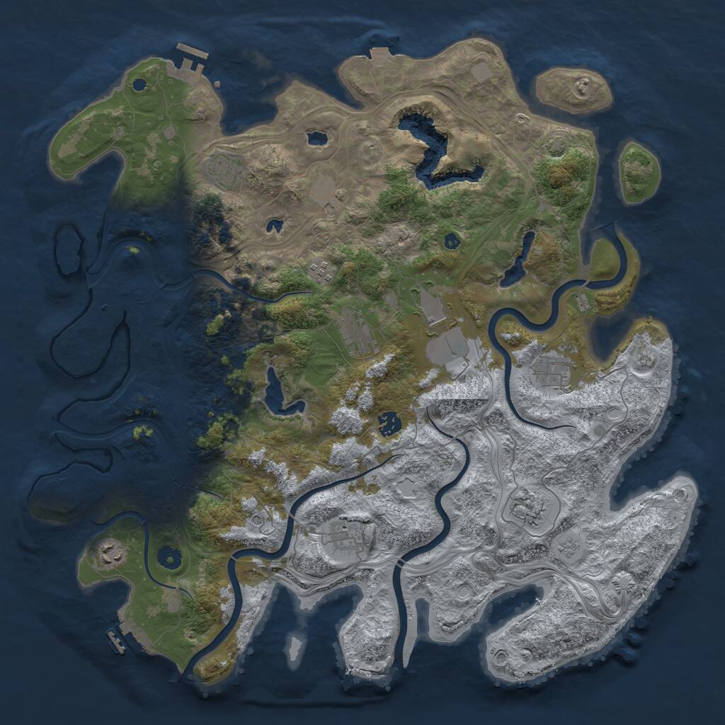 Rust Map: Procedural Map, Size: 4500, Seed: 58632147, 18 Monuments