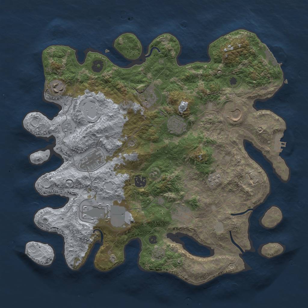 Rust Map: Procedural Map, Size: 3750, Seed: 48461251, 17 Monuments