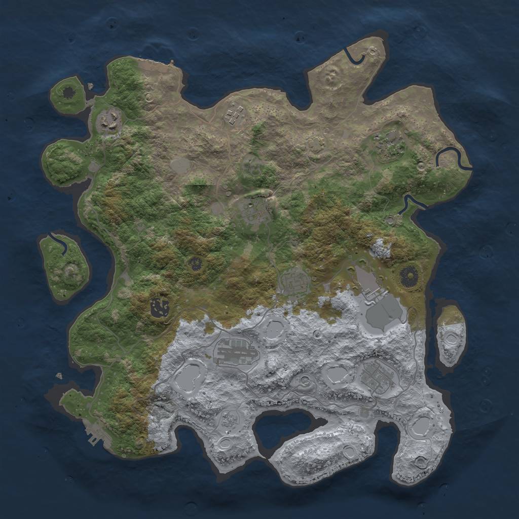 Rust Map: Procedural Map, Size: 3850, Seed: 38375749, 17 Monuments