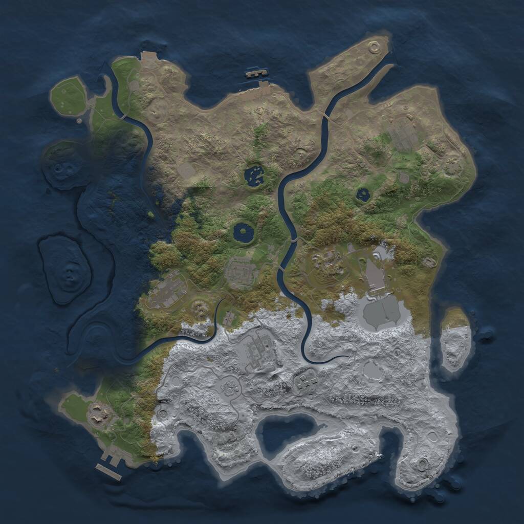 Rust Map: Procedural Map, Size: 3850, Seed: 38375749, 15 Monuments