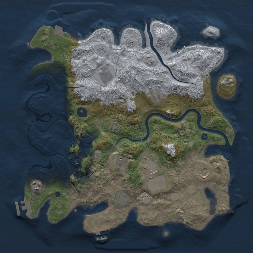 Rust Map: Procedural Map, Size: 3700, Seed: 90468551, 14 Monuments