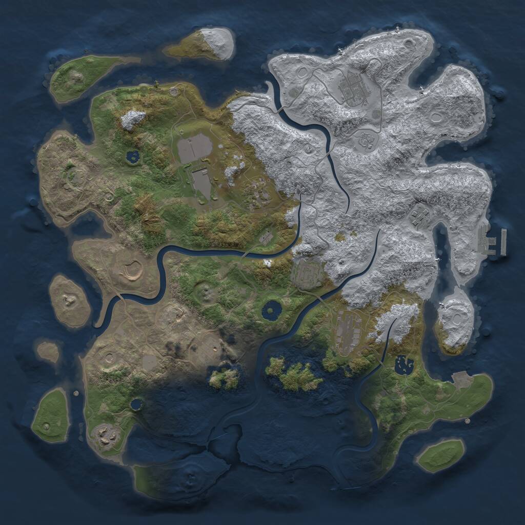 Rust Map: Procedural Map, Size: 3950, Seed: 3908764, 15 Monuments