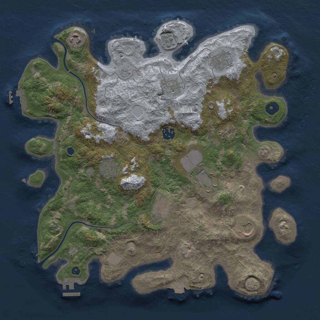 Rust Map: Procedural Map, Size: 3750, Seed: 54397591, 16 Monuments