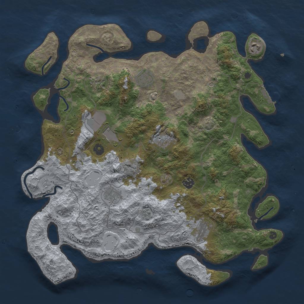 Rust Map: Procedural Map, Size: 4100, Seed: 97553347, 16 Monuments